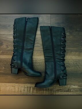 Fergalicious by Fergie "Tender" Corset Style Lace-Up Knee-High Boots